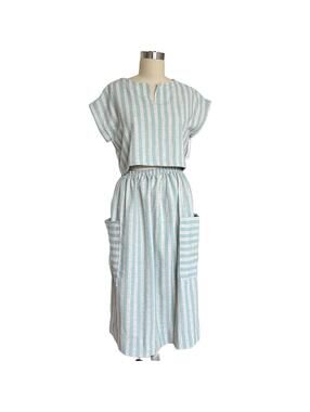 NWT Striped Two-Piece Matching Set Upcycled Handmade Size L